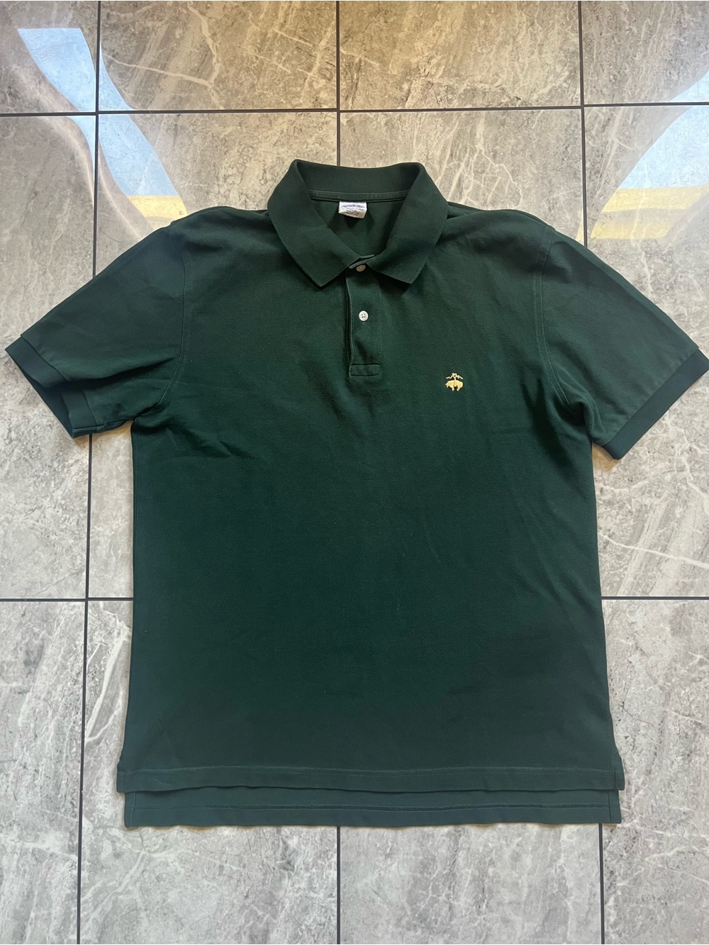 Brooks Brothers Mens Green Pique Golden Fleece Logo Slim Performance Slim Polo L